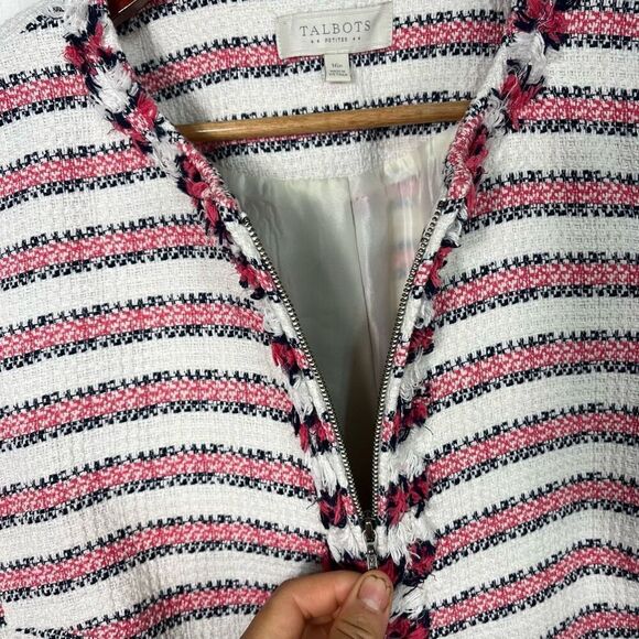 Talbots Womens Jacket size 16 Petite Striped Cotton Blend - Picture 9 of 14